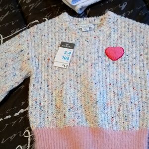 Primark Girl Pink/White Marl L/Sleeve Crew Neck Pullover Sweater 3-4 years